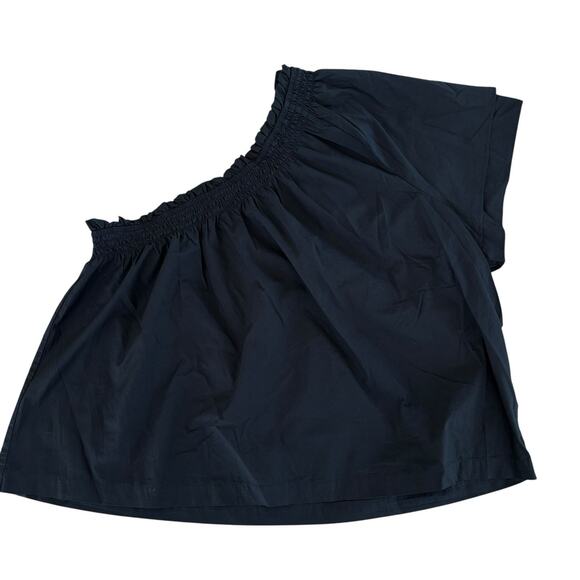 NWT J. Crew Black Smocked Ruffle Short Sleeve One Shoulder Crop Top Size XXL - Picture 3 of 6